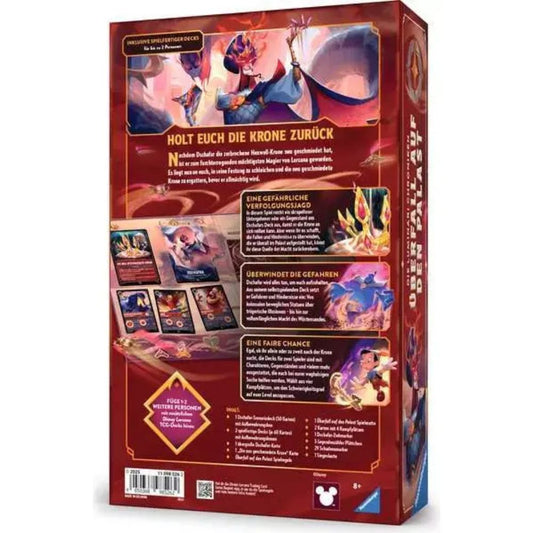 Rückseite der Lorcana Koop-Erweiterung „Überfall auf den Palast“ mit Features