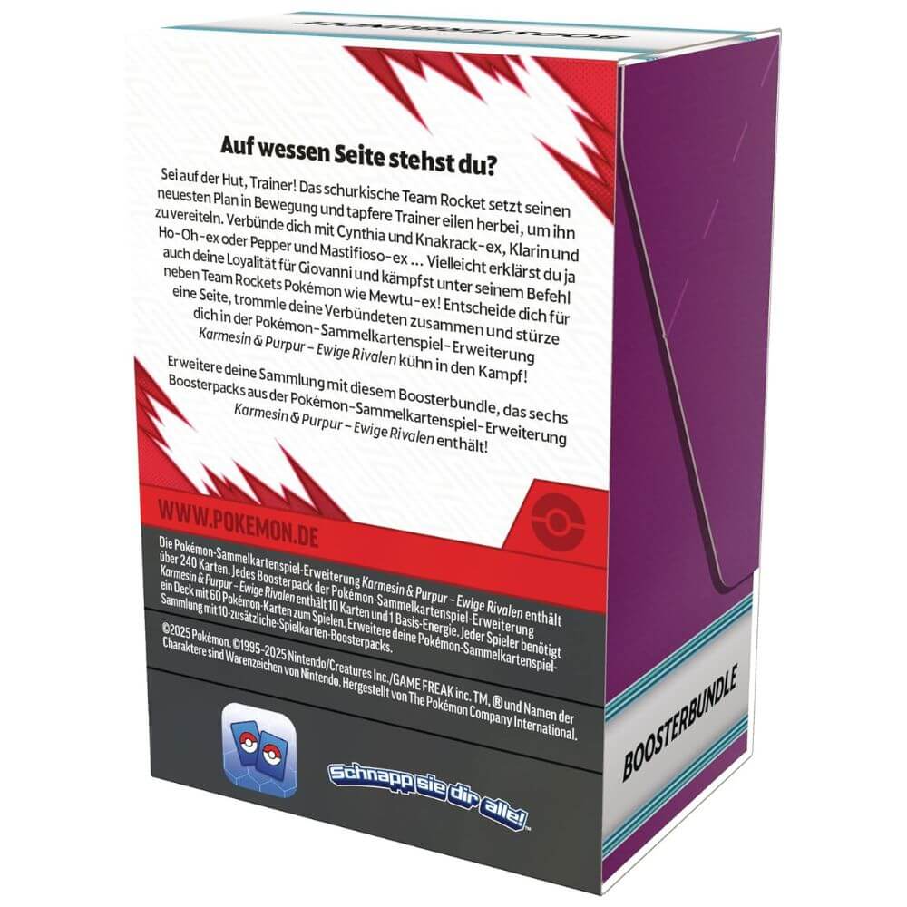Pokémon Boosterbundle Ewige Rivalen – Rückseite mit Beschreibung und Infos zur Erweiterung
