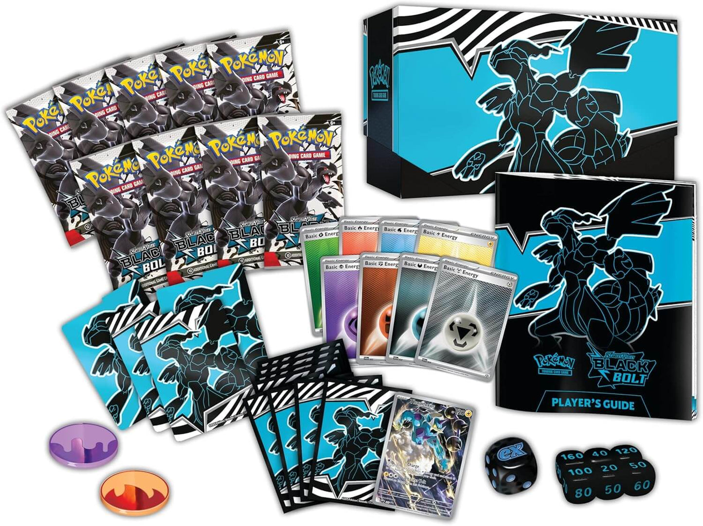 Inhalt der Pokémon Black Bolt Elite Trainer Box – Booster, Hüllen, Promo u.v.m. (Englisch)