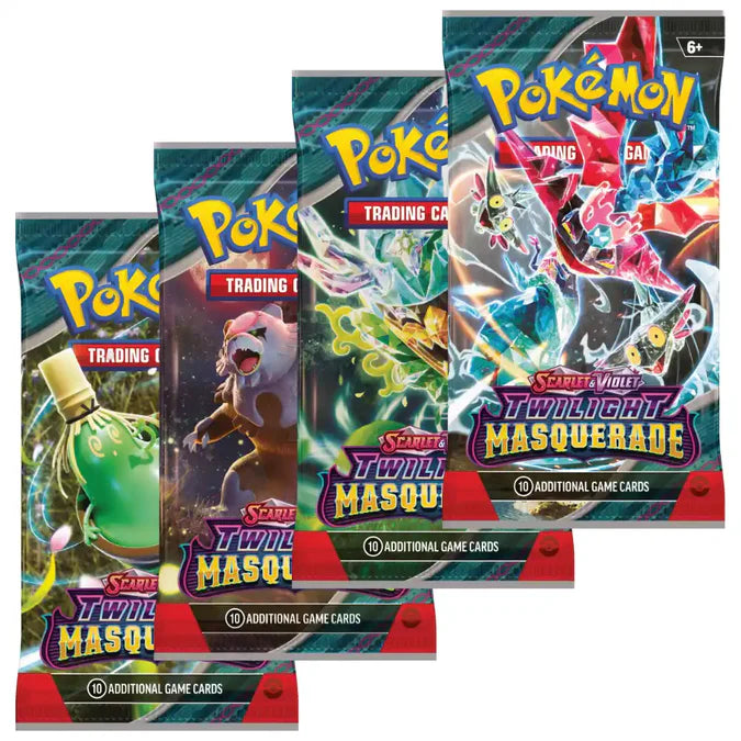 Pokémon Scarlet & Violet – Twilight Masquerade Booster (English) mit verschiedenen Pack-Artworks