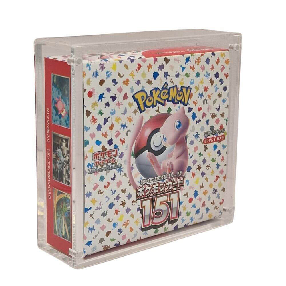 Acryl Schutzbox mit japanischem Pokémon Display 151 – Frontansicht in transparenter Ausführung