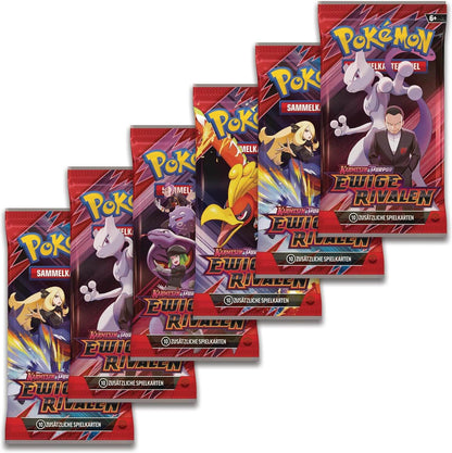 Inhalt des Boosterbundles – 6 verschiedene Boosterpack-Designs der Ewige Rivalen Erweiterung
