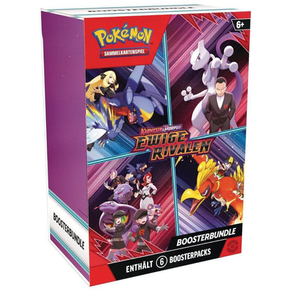 Pokémon Boosterbundle Ewige Rivalen – Vorderseite der Box mit Artwork der Trainerduelle
