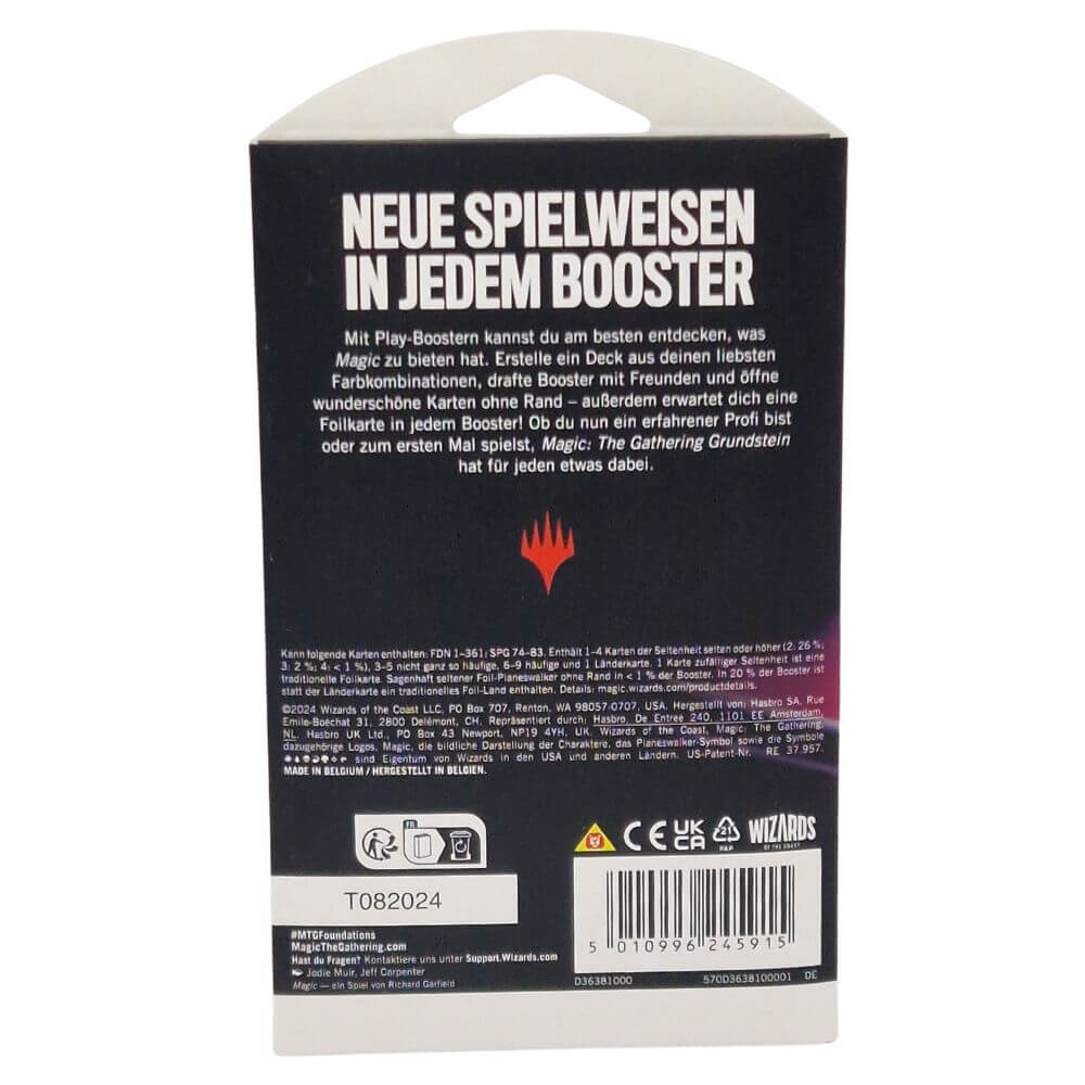 Rückseite des Magic: The Gathering – Grundstein Sleeved Boosters (Deutsch) mit Flavourtext über neue Spielweisen und erste Draft-Erfahrungen