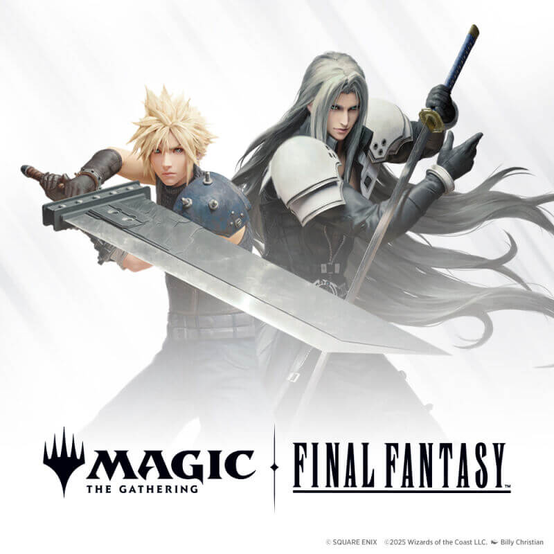 Artwork zur Magic the Gathering x Final Fantasy Kooperation mit Cloud und Sephiroth. Alle Angebote im Überblick.