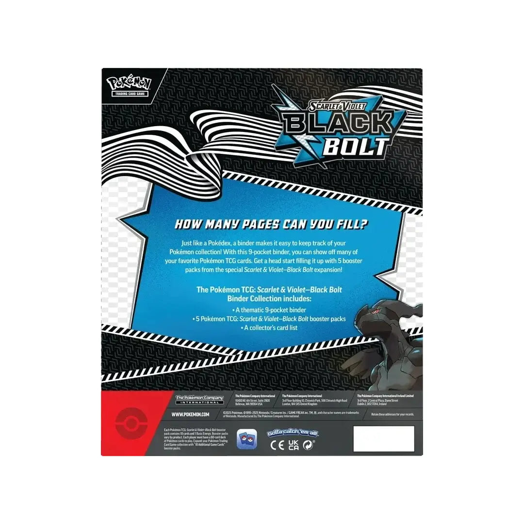 Rückseite der Black Bolt Binder Collection Box – Pokémon TCG (EN)