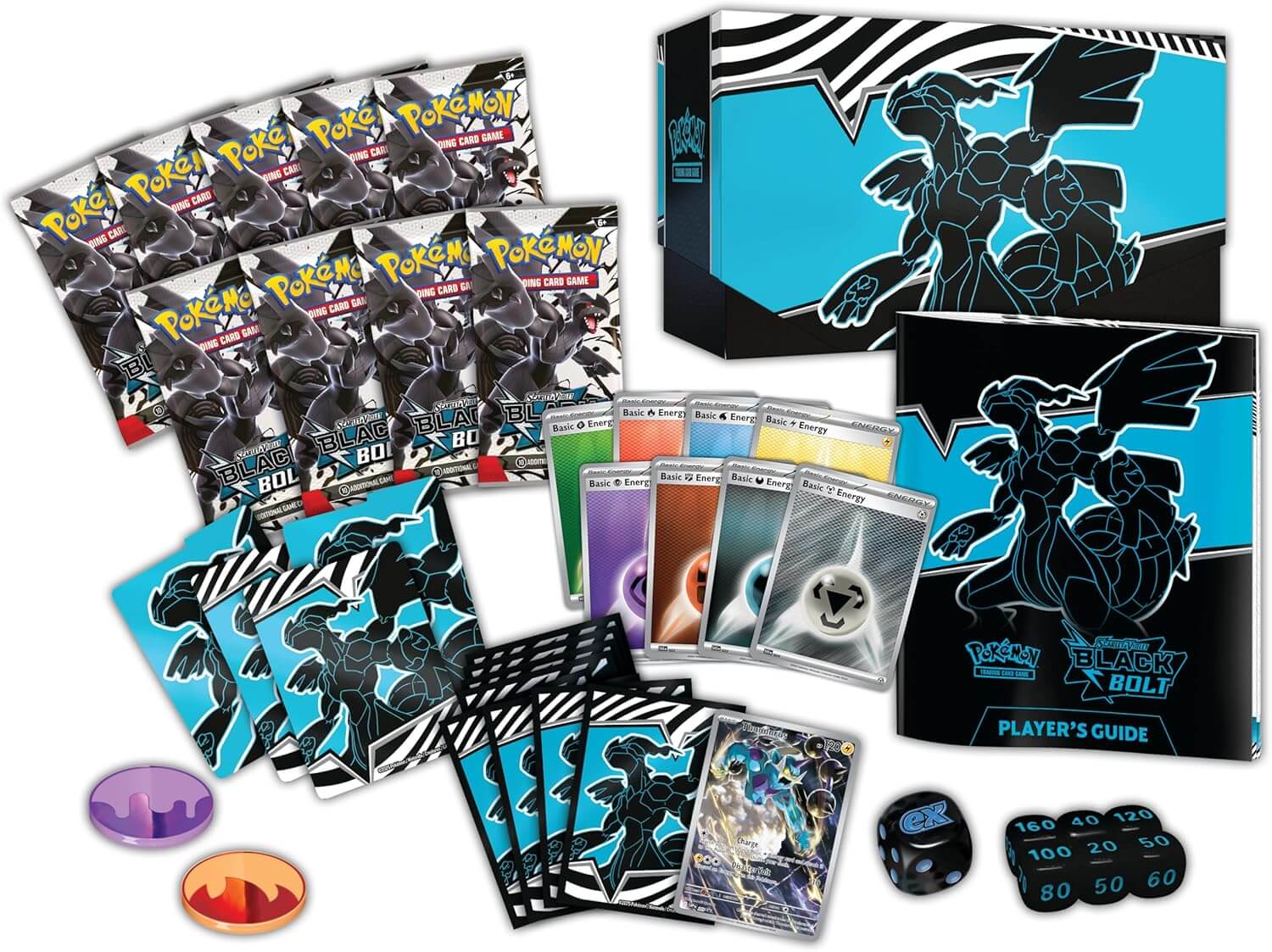 Inhalt der Pokémon Black Bolt Elite Trainer Box – Booster, Hüllen, Promo u.v.m. (Englisch)