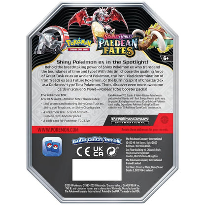 Inhaltsangabe der Charizard ex Tin Box – Rückseite – EN Version