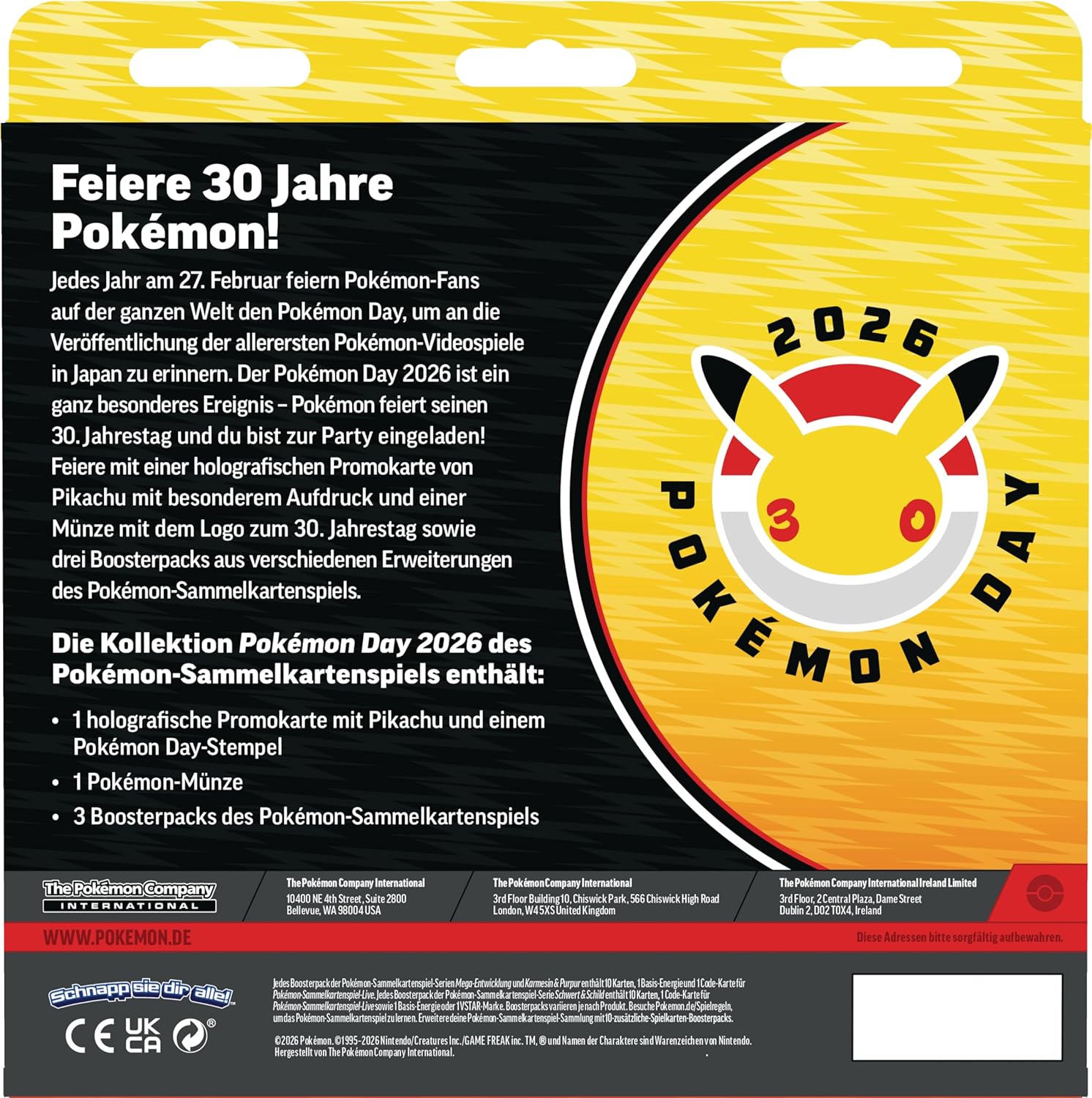 Pokémon Pokémon Day 2026 Kollektion mit Produktdetails und Jubiläumsdesign (Deutsch)