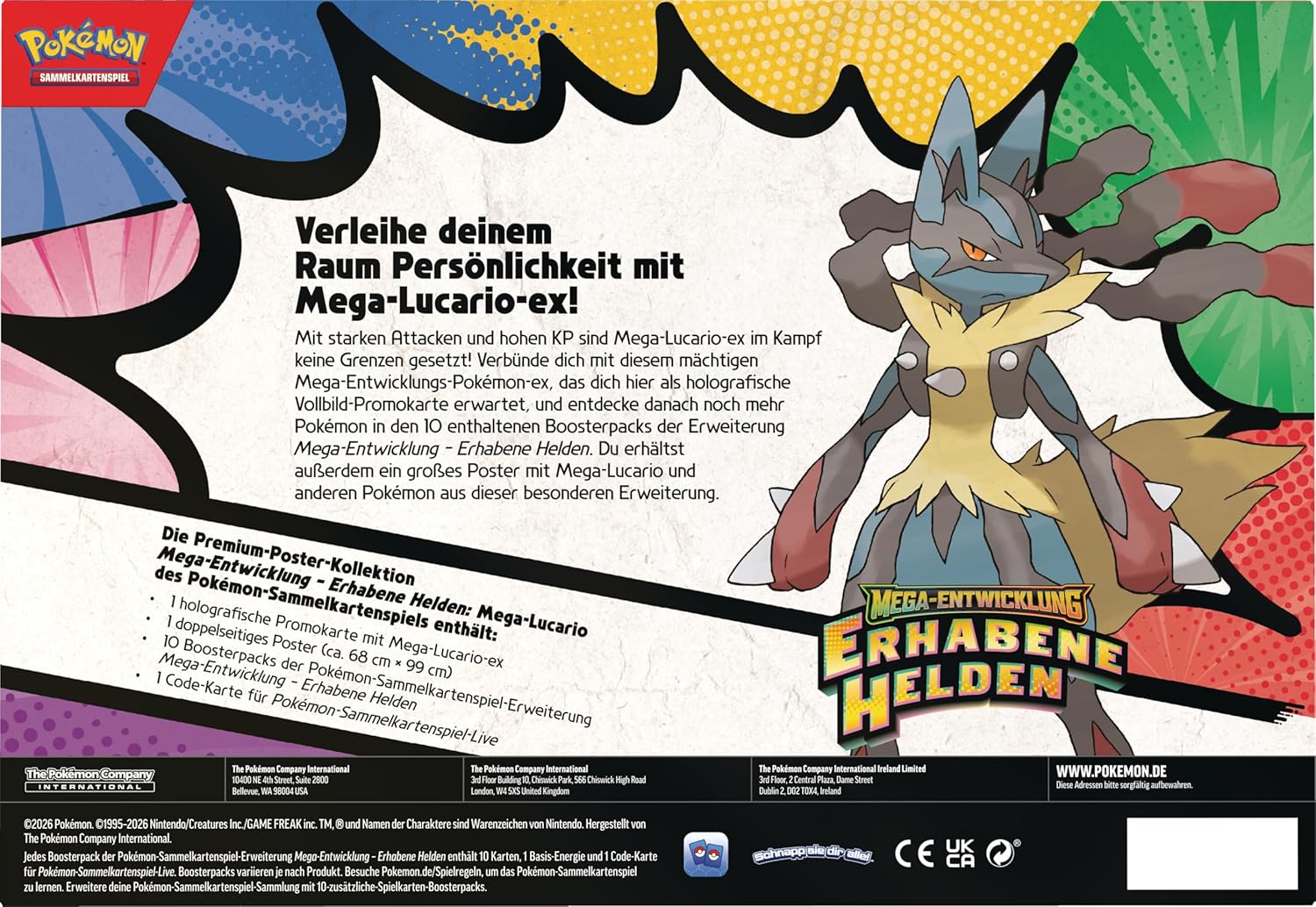 Pokémon Erhabene Helden Premium-Poster-Kollektion Mega Lucario Rückseite mit Inhalt (Deutsch)