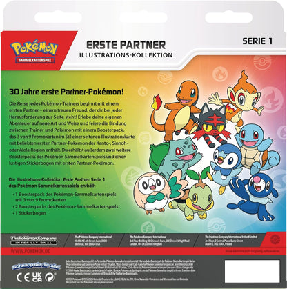 Pokémon Erste Partner Illustrations-Kollektion Serie 1 Rückseite mit Produktdetails und Inhalt (Deutsch)