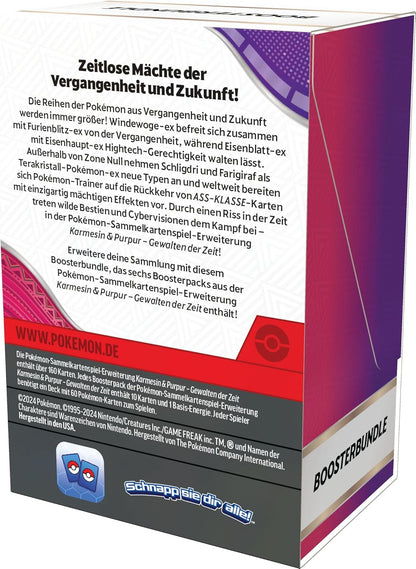 Pokémon Gewalten der Zeit Boosterbundle Rückansicht mit Produktdetails (Deutsch)