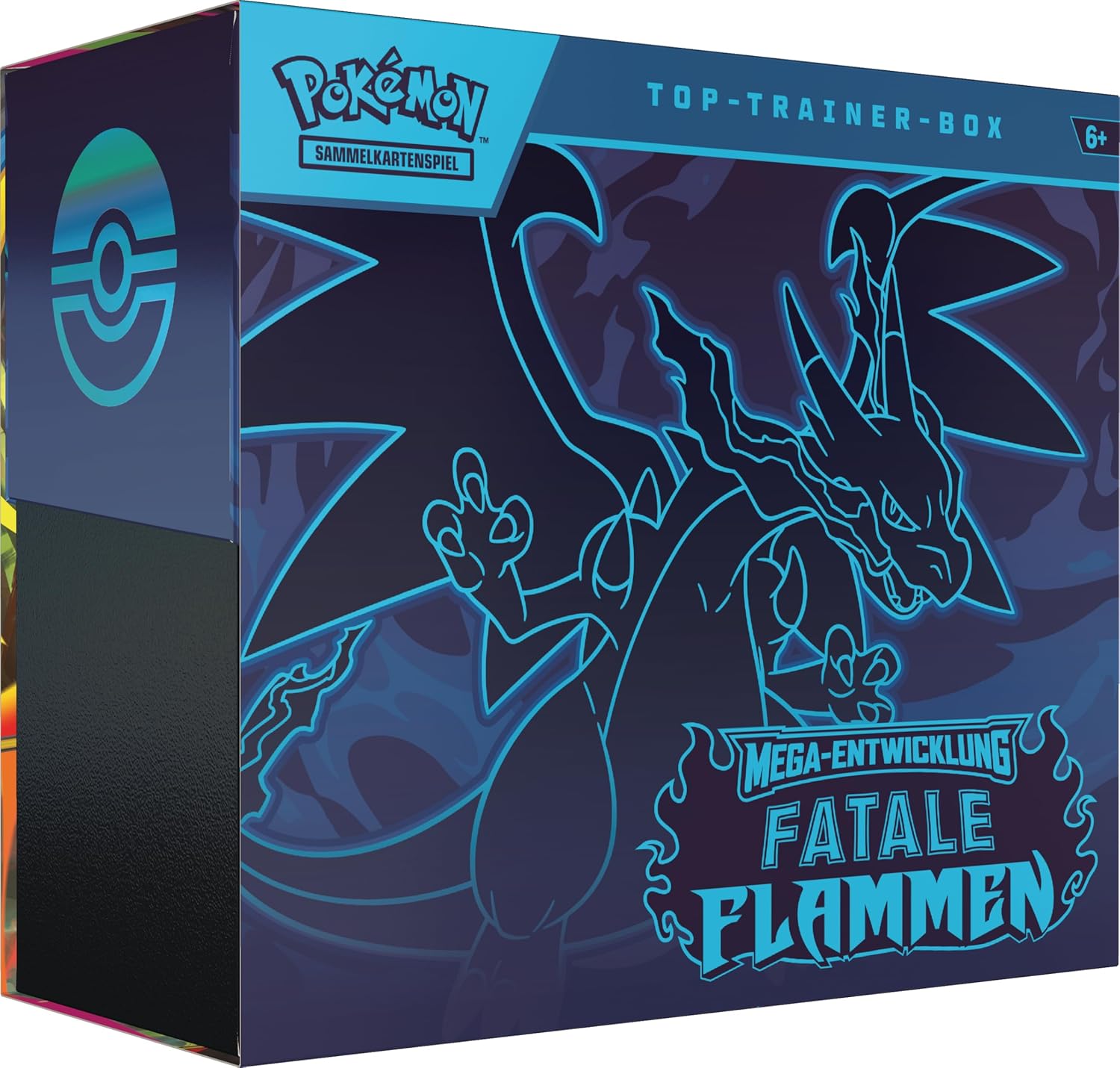 Pokémon Mega-Entwicklung – Fatale Flammen Top-Trainer-Box (Deutsch) Box Artwork