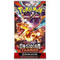 Frontansicht des Pokémon Obsidian Flames Boosterpacks (EN) mit Terakristall-Glurak