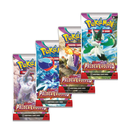 Pokémon Karmesin & Purpur – Paldea Evolved Booster (English) mit verschiedenen Pack-Artworks