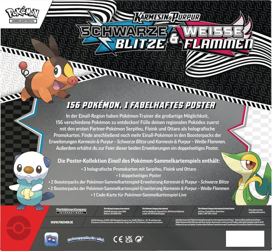 Rückseite der Pokémon Poster-Kollektion Schwarze Blitze & Weiße Flammen mit Beschreibung und Inhalt