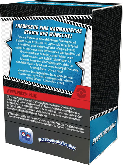 Pokémon Schwarze Blitze Booster Bundle Rückansicht mit Produktinfos (Deutsch)