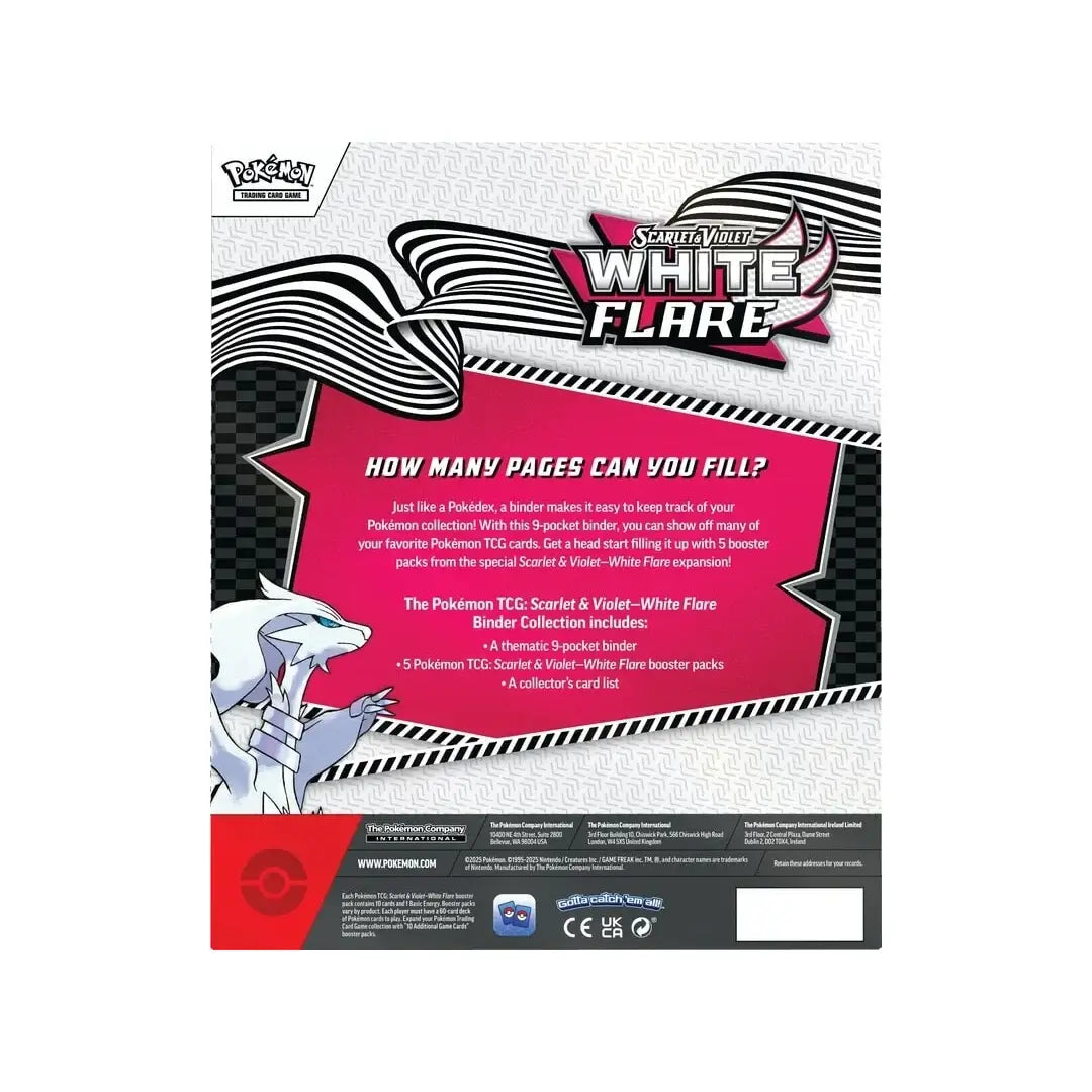 Rückseite der White Flare Binder Collection Box – Pokémon TCG (EN
