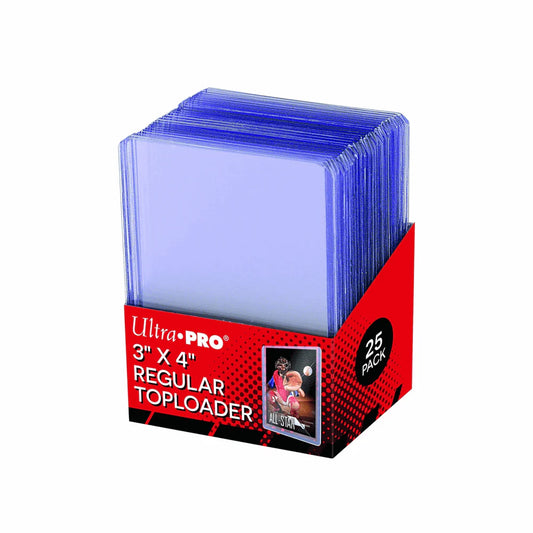 Verpackung der Ultra Pro 3" x 4" Regular Toploader mit 25 Stück in Frontansicht